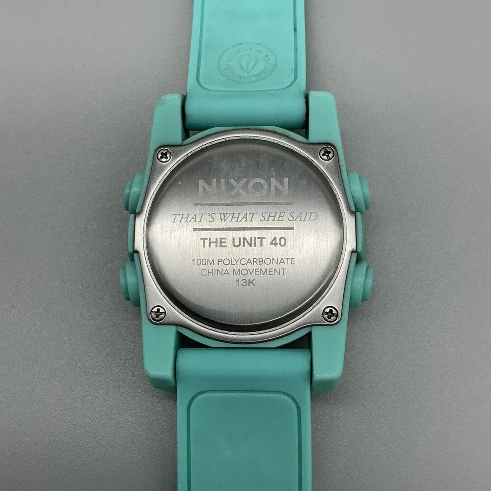 Nixon The Unit 40 Mens Watch 43mm Gray Digital Dial Green 100m New Battery